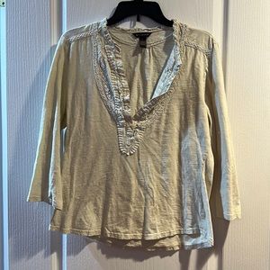Cream white colored 3/4 sleeve top with lace. Women’s western style shirt